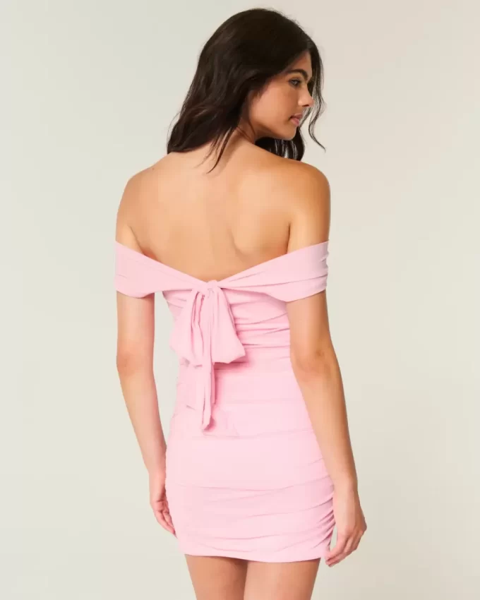 Mesh off-the-shoulder Bodycon-mekko