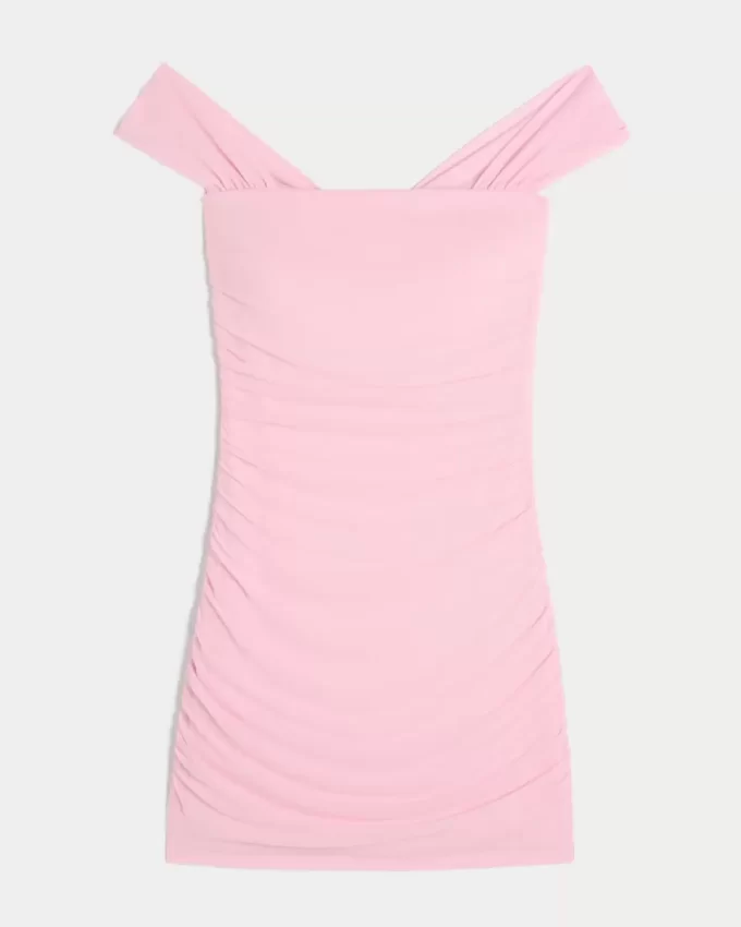 Mesh off-the-shoulder Bodycon-mekko