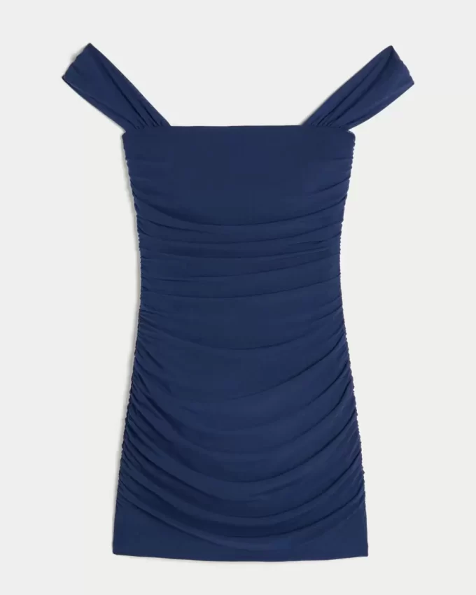 Mesh off-the-shoulder Bodycon-mekko