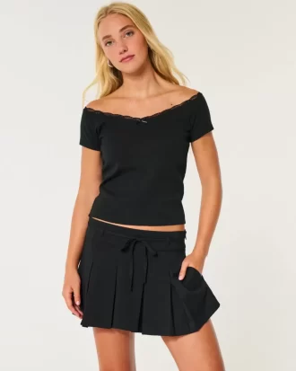 Mid-Rise laskostettu Mini Skort
