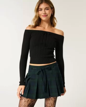 Mid-Rise laskostettu Mini Skort