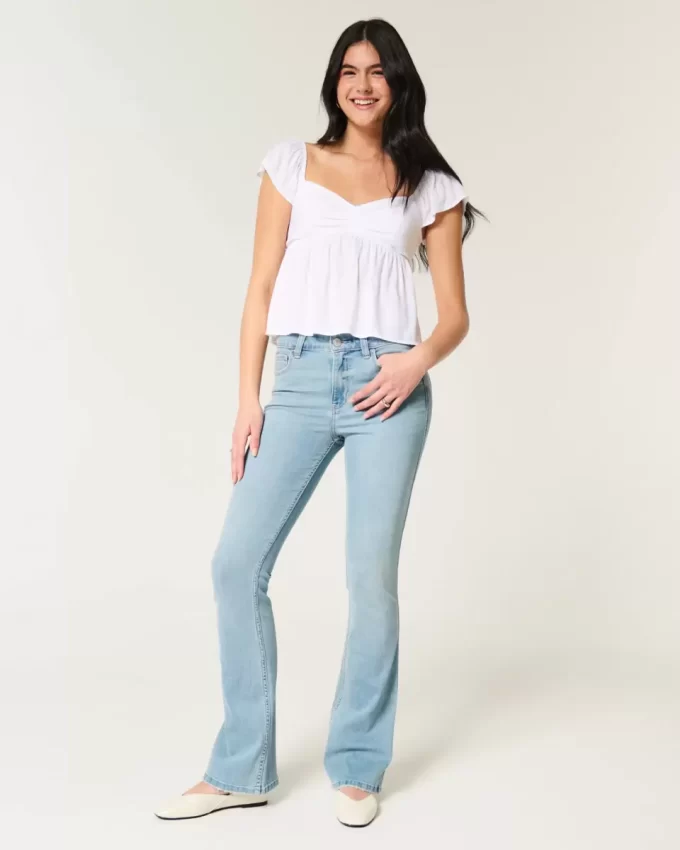 Mid-Rise Light Wash Bootcut farkut