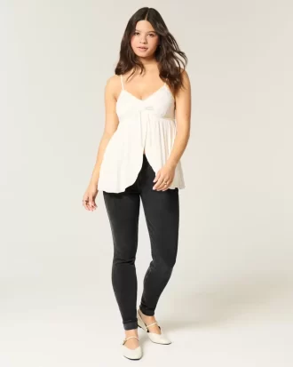 Mid-Rise pestyt mustat skinny farkut