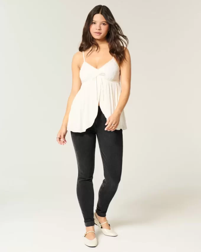 Mid-Rise pestyt mustat skinny farkut Mid-Rise pestyt mustat skinny farkut