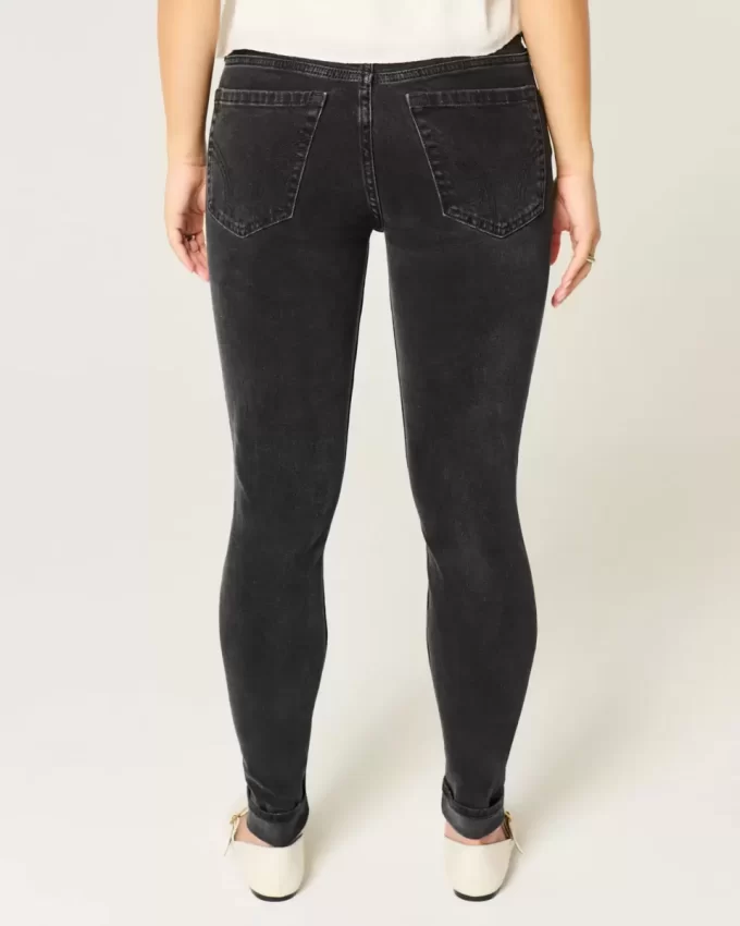 Mid-Rise pestyt mustat skinny farkut Mid-Rise pestyt mustat skinny farkut