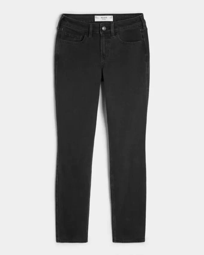 Mid-Rise pestyt mustat skinny farkut Mid-Rise pestyt mustat skinny farkut