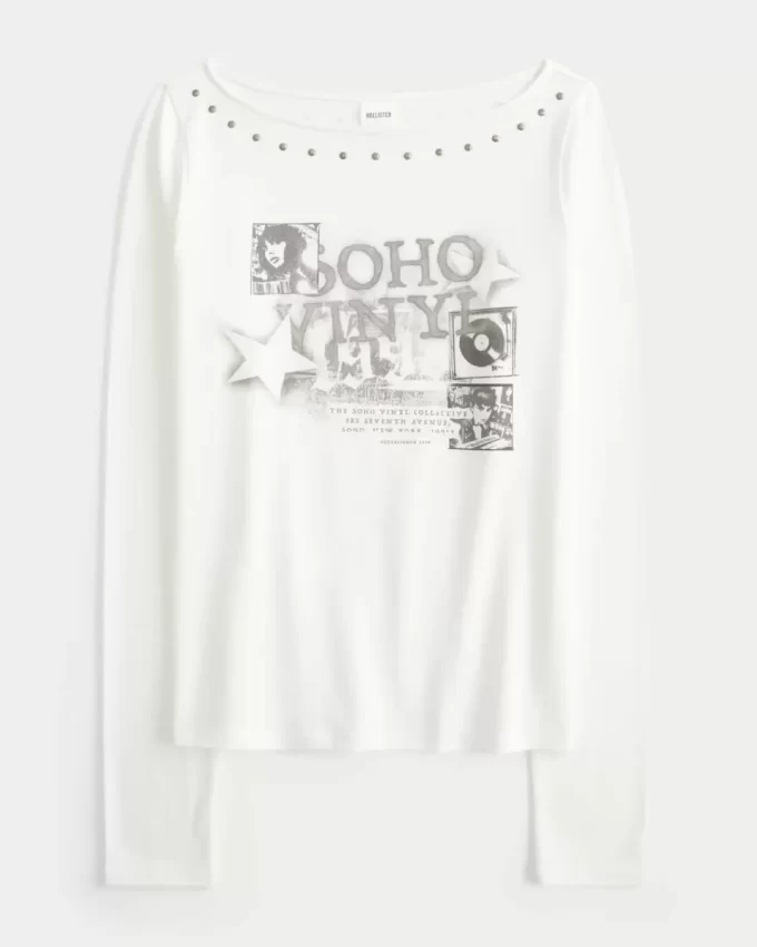 Nastoitettu SoHo Graphic Slash-neck toppi