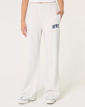 NYC Graphic Fleece leveälahkeiset housut