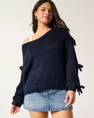 Off-the-Shoulder Bow Applique villapaita