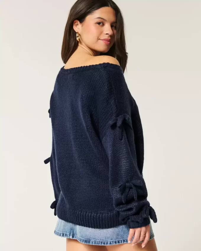Off-the-Shoulder Bow Applique villapaita