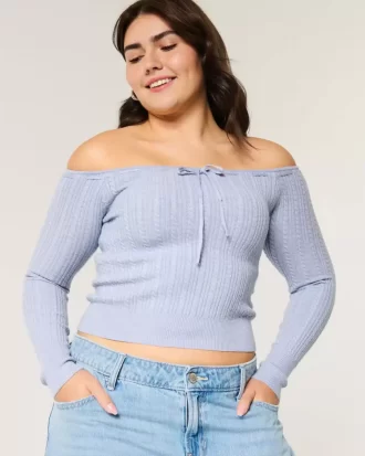 Off-the-Shoulder Cable-Knit villapaita