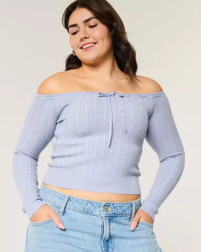 Off-the-Shoulder Cable-Knit villapaita