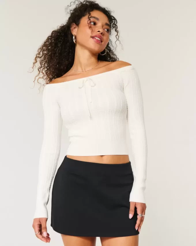 Off-the-Shoulder Cable-Knit villapaita