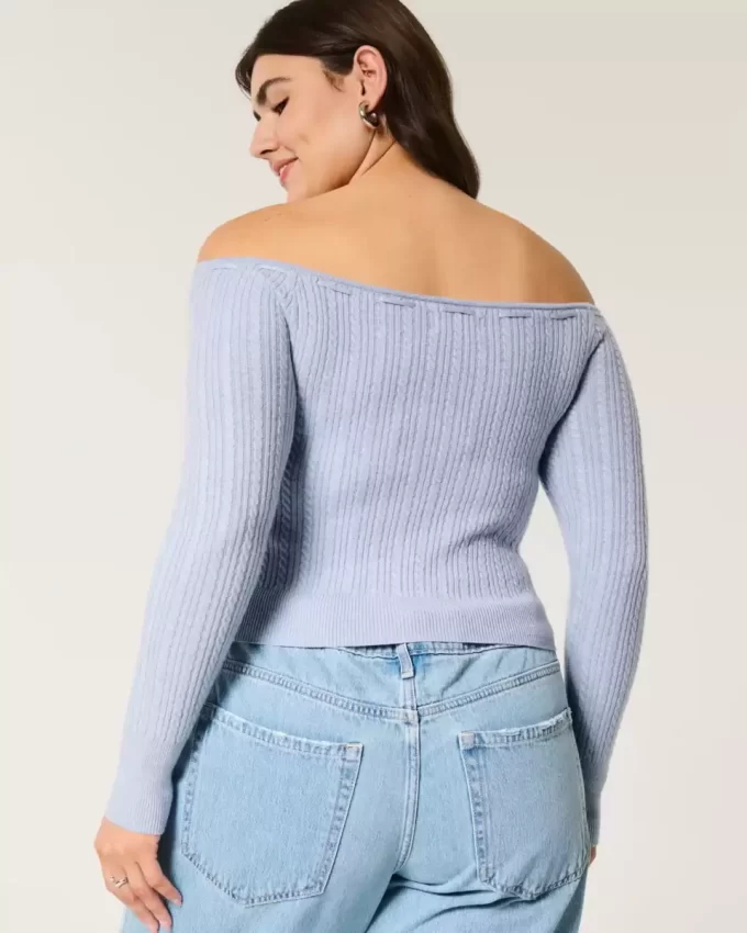 Off-the-Shoulder Cable-Knit villapaita
