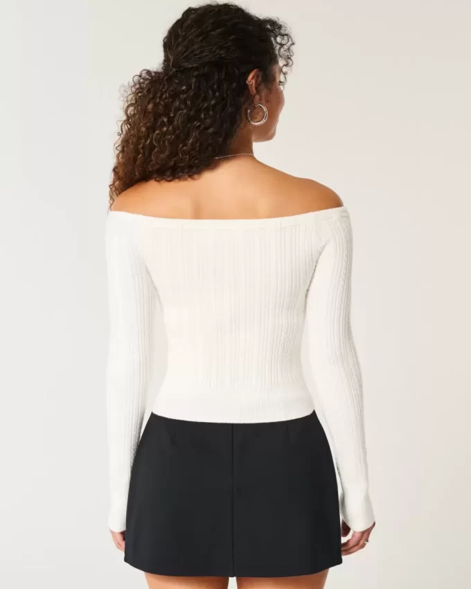 Off-the-Shoulder Cable-Knit villapaita