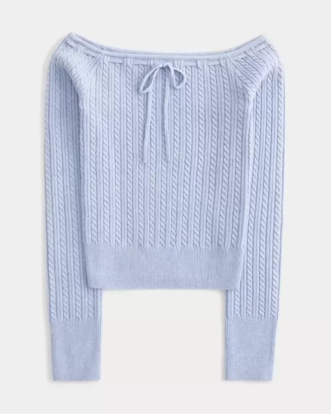 Off-the-Shoulder Cable-Knit villapaita