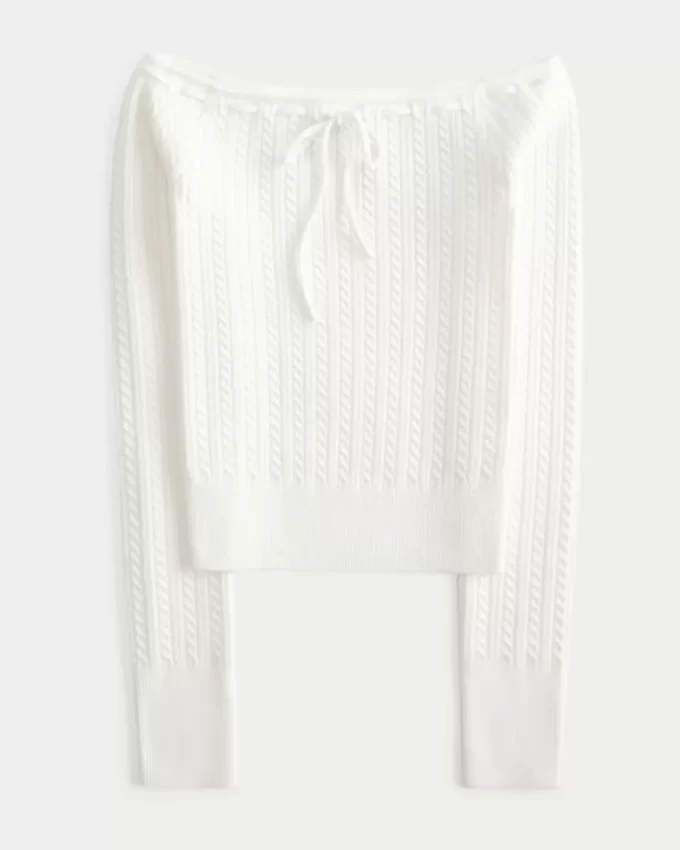 Off-the-Shoulder Cable-Knit villapaita