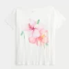 Off-the-Shoulder Hibiscus Graphic T-paita