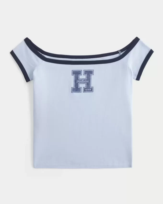 Off-the-Shoulder Logo Graafinen T-paita