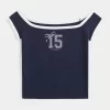Off-the-Shoulder Logo Graafinen T-paita