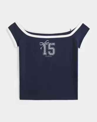 Off-the-Shoulder Logo Graafinen T-paita