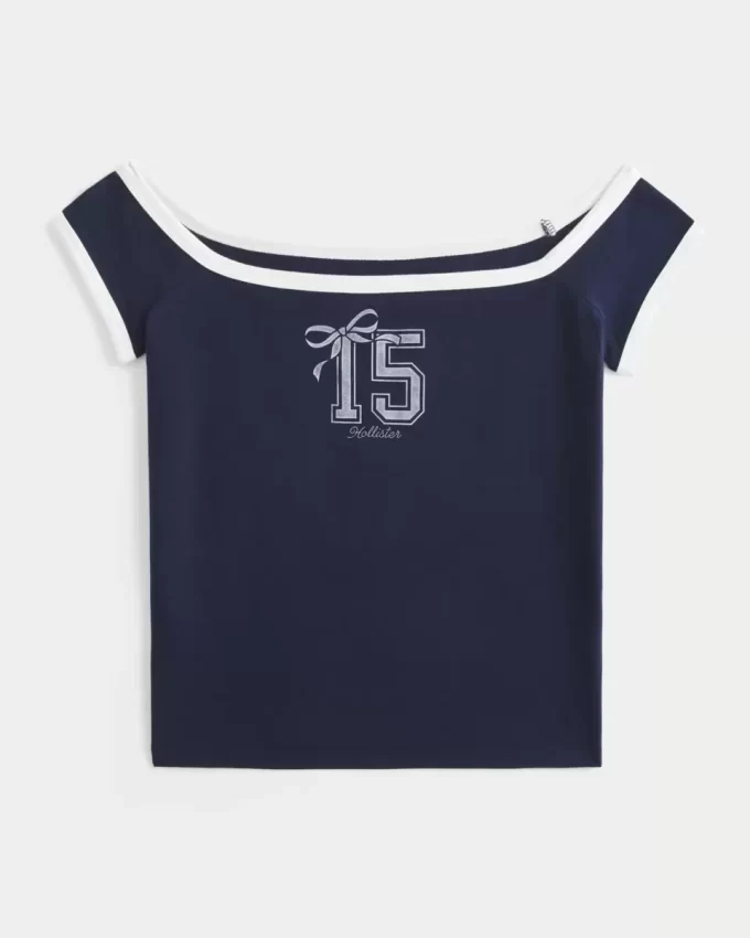 Off-the-Shoulder Logo Graafinen T-paita