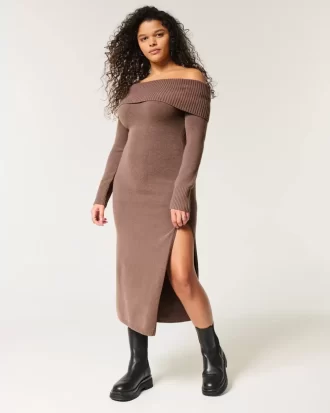 Off-the-Shoulder Midi-neulemekko