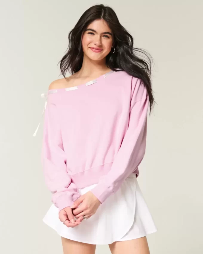 Off-the-Shoulder Tie -huppari