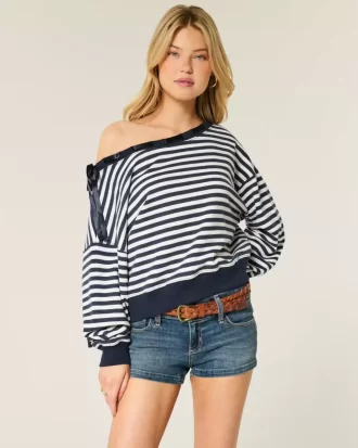 Off-the-Shoulder Tie -huppari