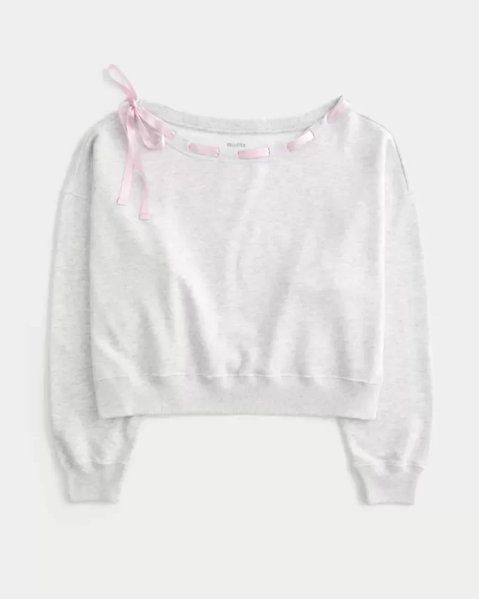 Off-the-Shoulder Tie -huppari