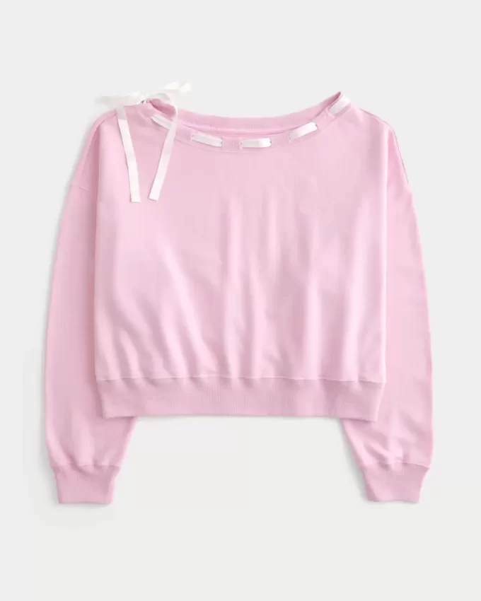 Off-the-Shoulder Tie -huppari