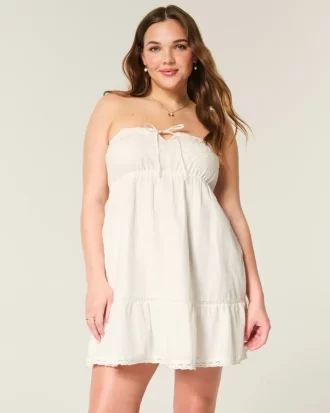 Olkaimeton brodeerattu Babydoll-mekko