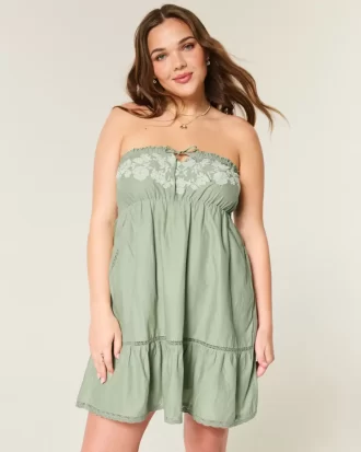 Olkaimeton brodeerattu Babydoll-mekko