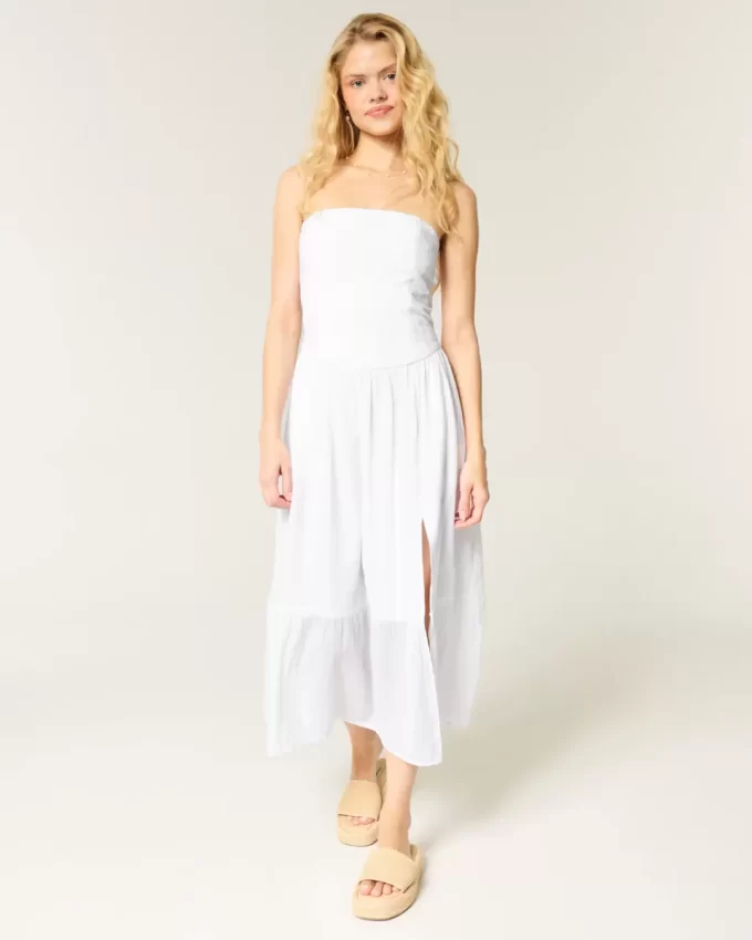 Olkaimeton brodeerattu Maxi-mekko Olkaimeton brodeerattu Maxi-mekko