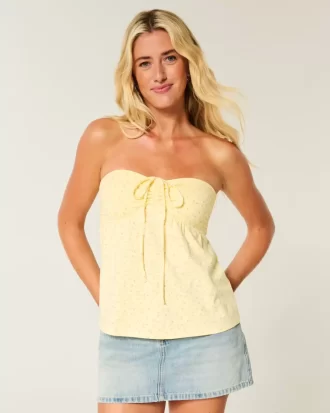 Olkaimeton Cinched Babydoll Top