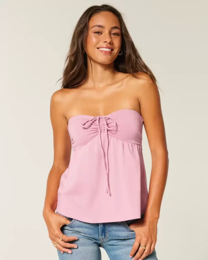 Olkaimeton Cinched Babydoll Top