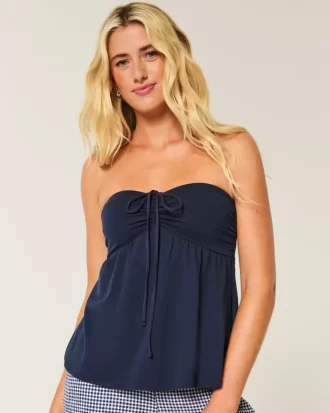 Olkaimeton Cinched Babydoll Top
