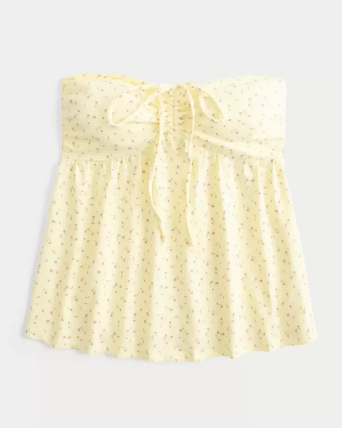 Olkaimeton Cinched Babydoll Top