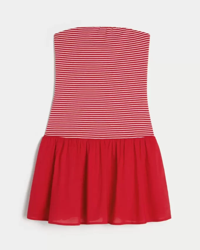 Olkaimeton Drop-Wist -neulottu minimekko