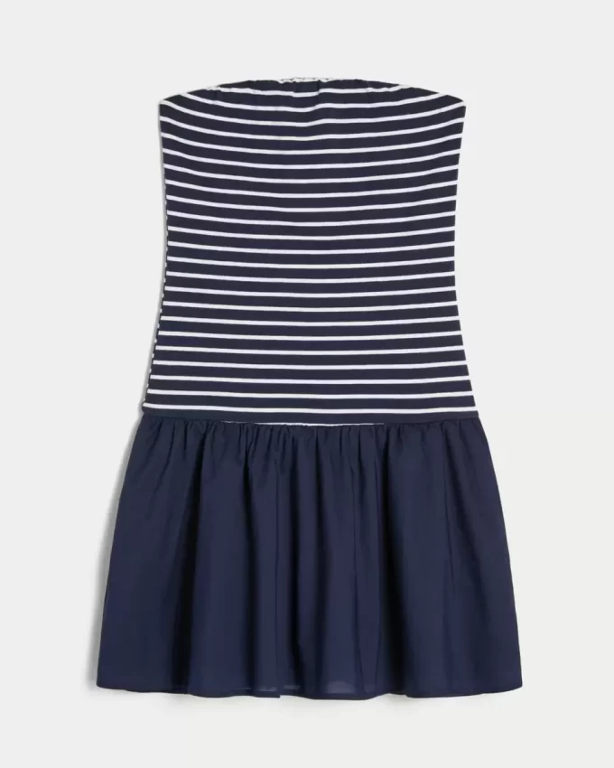 Olkaimeton Drop-Wist -neulottu minimekko