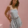 Olkaimeton kiristysnyörillinen Blouson-minimekko Olkaimeton kiristysnyörillinen Blouson-minimekko