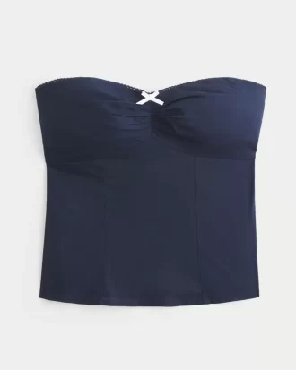 Olkaimeton Picot Lace Trim Top