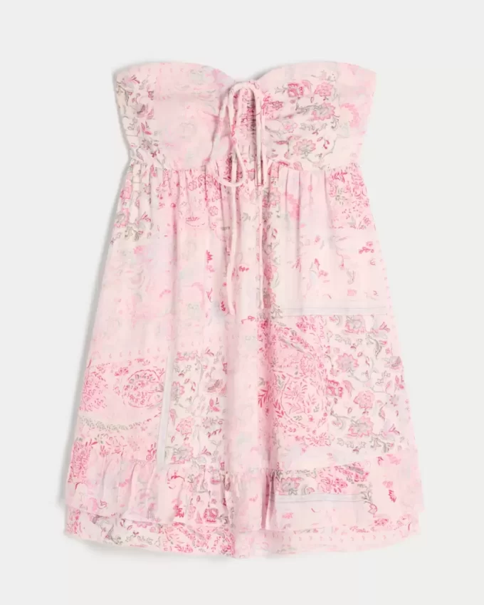 Olkaimeton Ruffle Babydoll-minimekko