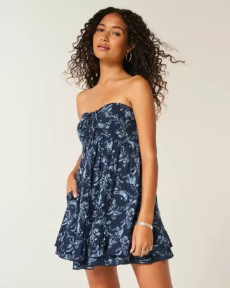 Olkaimeton Ruffle Babydoll-minimekko