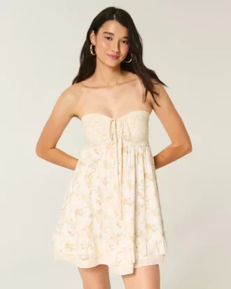 Olkaimeton Ruffle Babydoll-minimekko