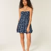 Olkaimeton Ruffle Babydoll-minimekko