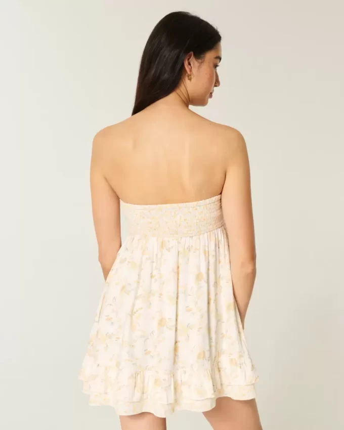 Olkaimeton Ruffle Babydoll-minimekko