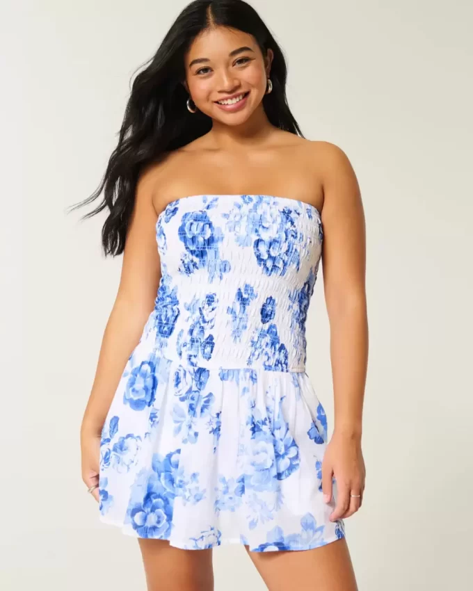 Olkaimeton Smocked Bodice -minimekko