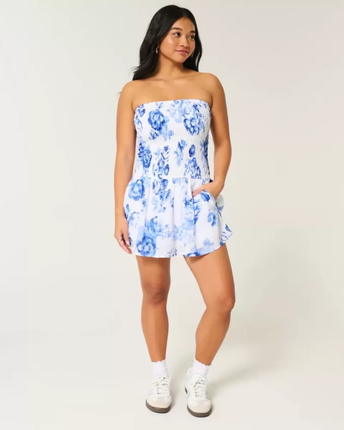 Olkaimeton Smocked Bodice -minimekko