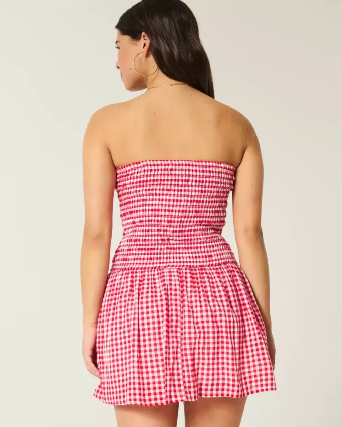 Olkaimeton Smocked Bodice -minimekko